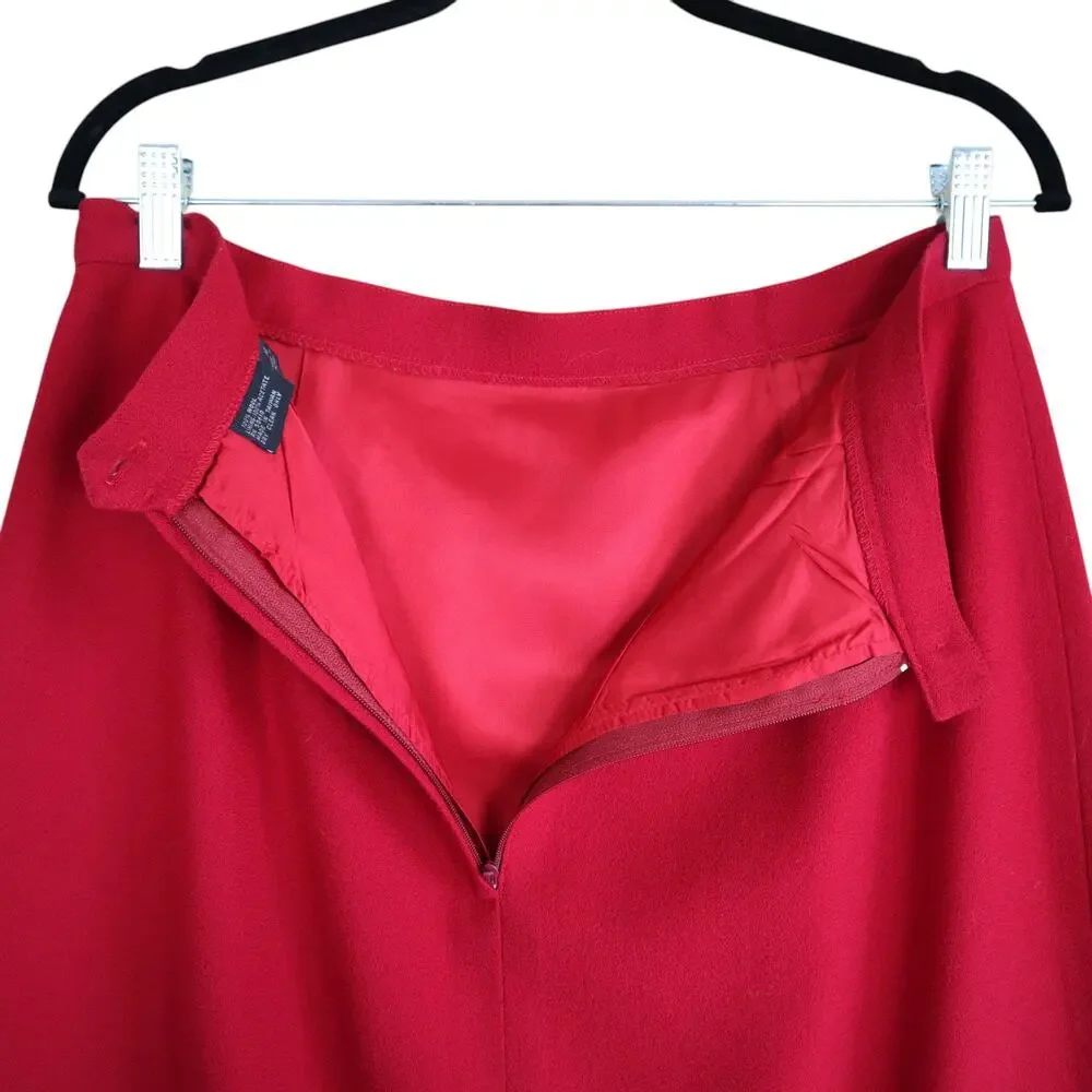 Sasson Womens Vintage Wool Midi A Line Skirt Size 14‎ True Red Holiday Festive